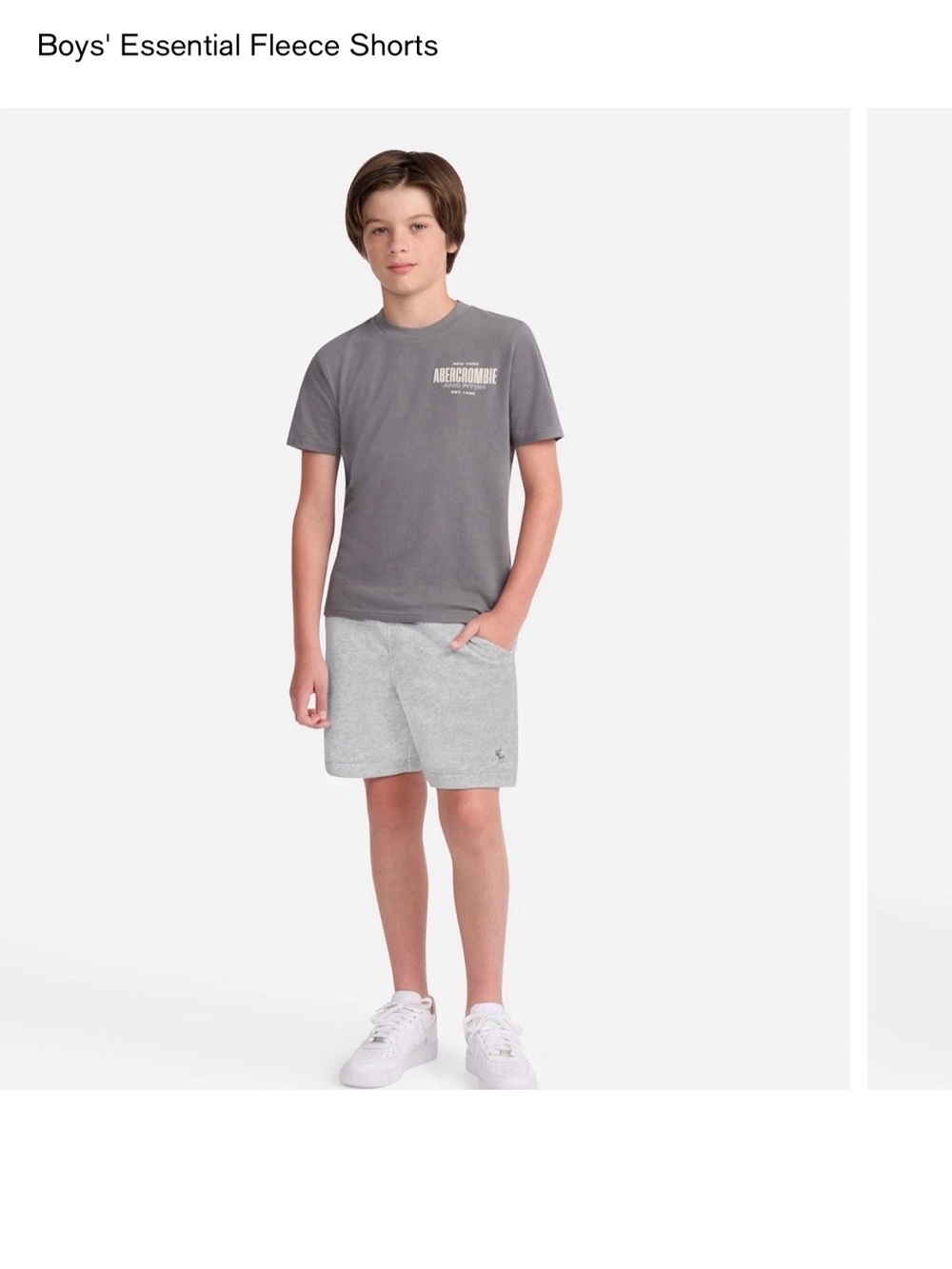 Abercrombie kids Gray Heather Boys' Fleece Short